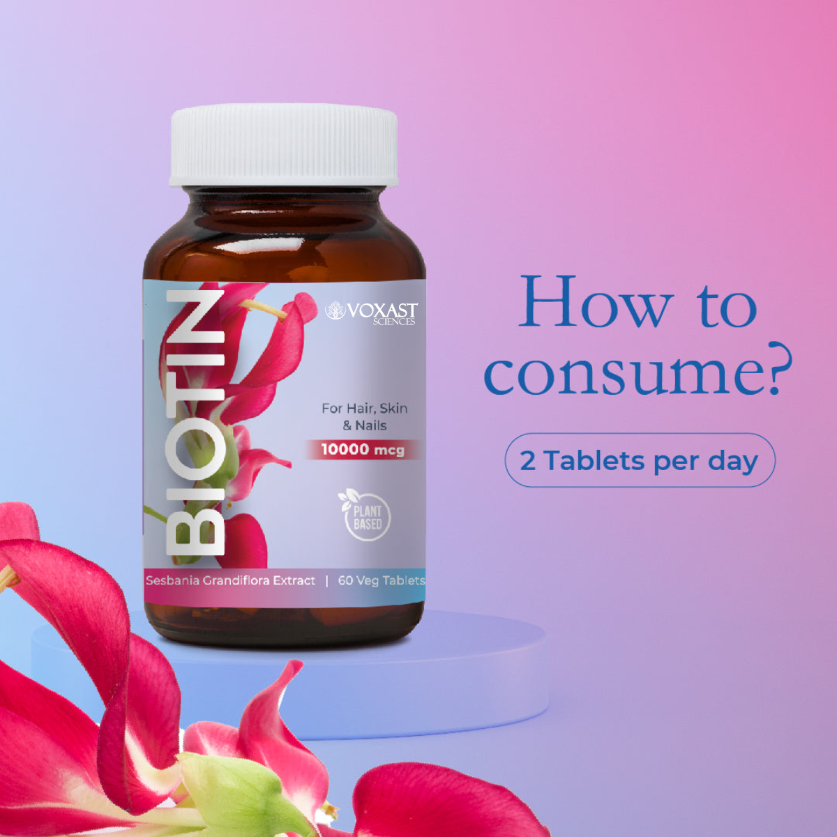 Biotin 10000 MCG Tablets For Hair, Skin & Nails
