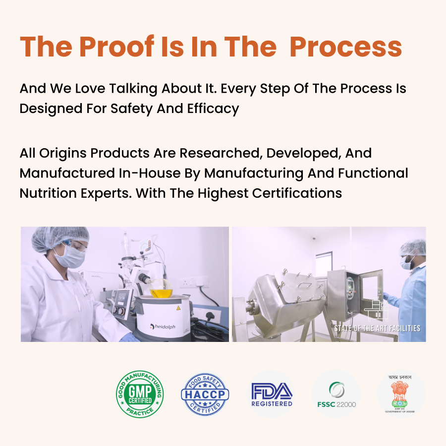 Zeroharm in-house manufacturing process ensuring safety, efficacy, and high certifications including GMP, HACCP, FDA, FSSAI
